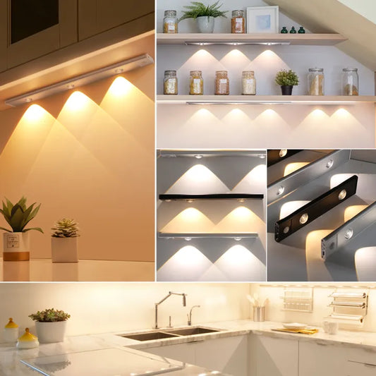 Night Light Motion Sensor Light Wireless Ultra Thin USB LED for Kitchen Cabinet Bedroom Wardrobe Indoor Lighting